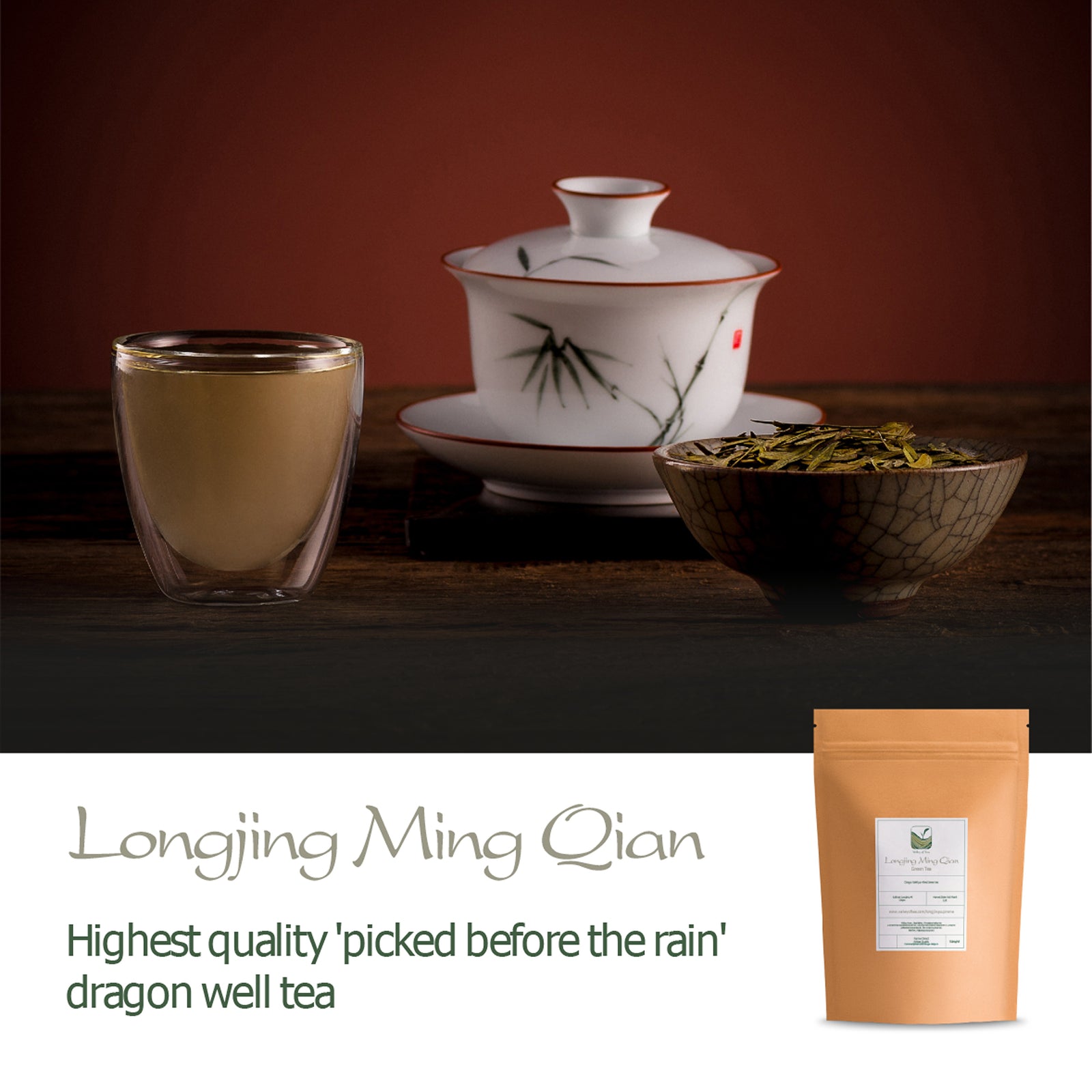 Longjing Dragon Well Green Tea - Premium Vroegseizoen Plukken Bekend Als Ming Qian Of Pre-Qingming (Ching Ming). Deze Graad Wordt Beschouwd Als De Allerbeste Van Longjing Thee