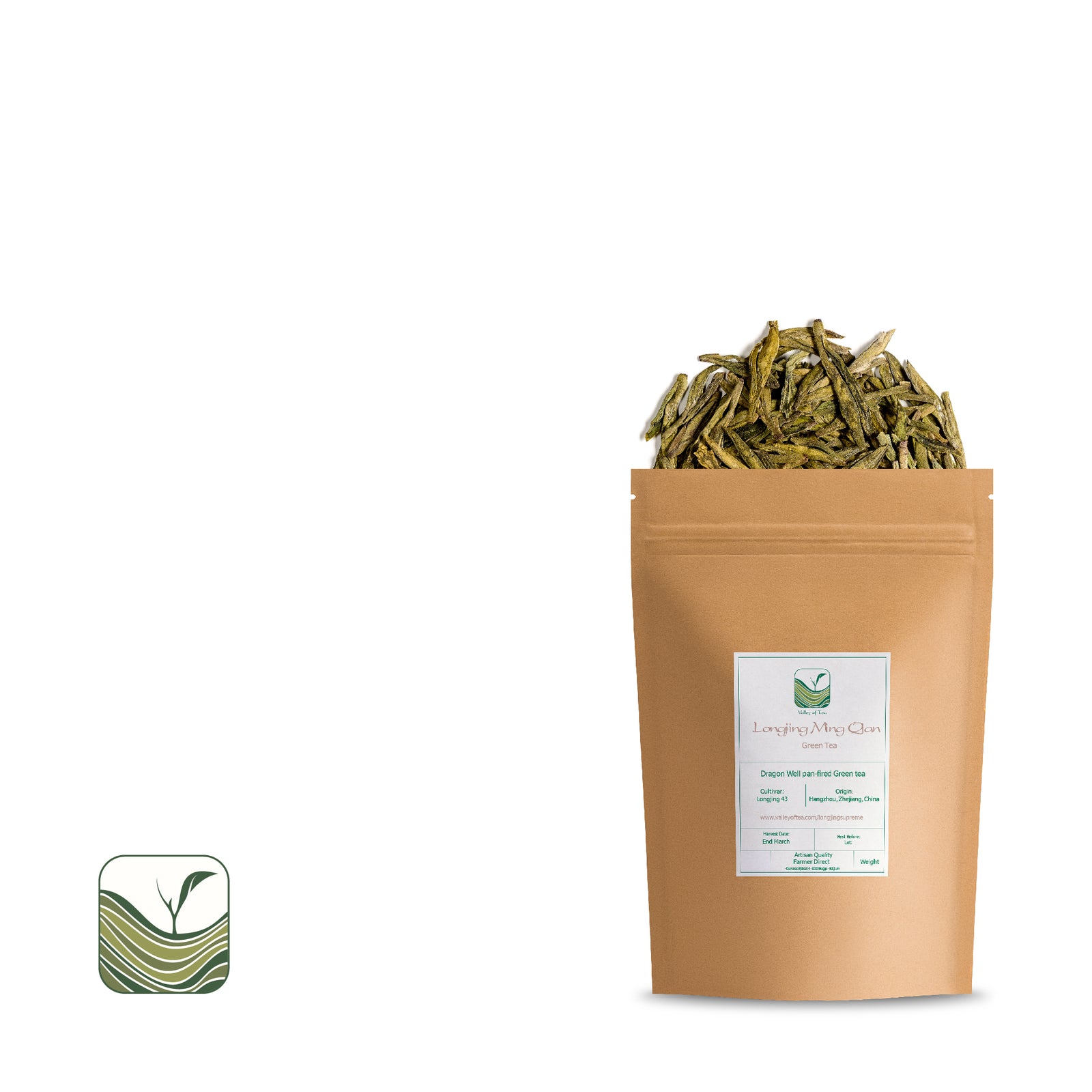 Longjing Dragon Well Green Tea - Premium Vroegseizoen Plukken Bekend Als Ming Qian Of Pre-Qingming (Ching Ming). Deze Graad Wordt Beschouwd Als De Allerbeste Van Longjing Thee